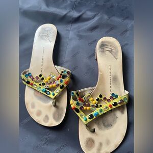 Giuseppe Zanotti Stone Sandals DESIGN LTD Brasil EDITION BEADS CRYSTAL flats